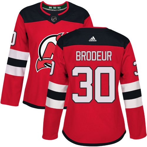 Adidas New Jersey Devils 30 Martin Brodeur Red Home Authentic Women Stitched NHL Jersey